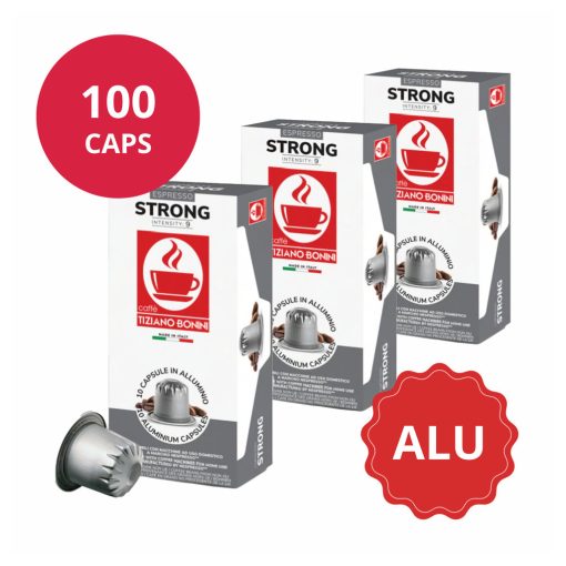 Strong - hliníkové kávové kapsuly Bonini kompatibilné s Nespresso 10x10ks (100 kapsúl)