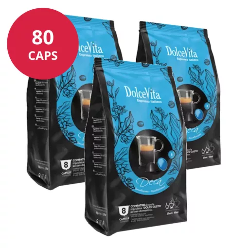 Bezkofeínová káva v kapsulách kompatibilných s Dolce Gusto, Dolce Vita 8x10 ks (80 ks)