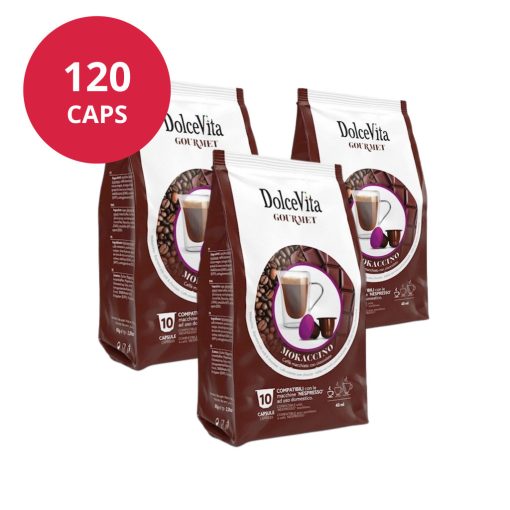 Kapsuly Mokaccino kompatibilné s Nespresso, 12×10 ks (120 kapsúl), Dolce Vita