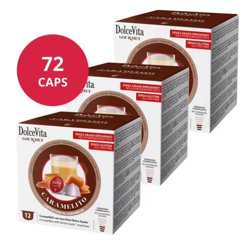 Karamelové cappuccino v kapsulách kompatibilných s Dolce Gusto, 6x12 ks (72 ks)