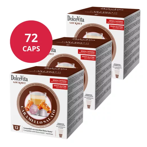 Slané karamelové cappuccino v kapsulách kompatibilných s Dolce Gusto 6x12 ks (72 kapsúl) Dolce Vita
