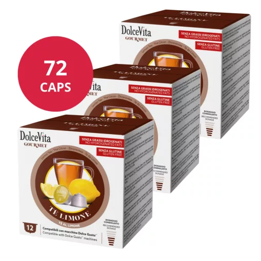Citrónový čaj v kapsulách kompatibilných s Dolce Gusto 6x12 ks (72 kapsúl) Dolce Vita