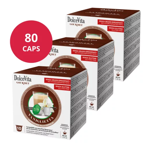 Vanilkové cappuccino v kapsulách kompatibilných s Nespresso, Dolce Vita 8x10 ks (80 ks)