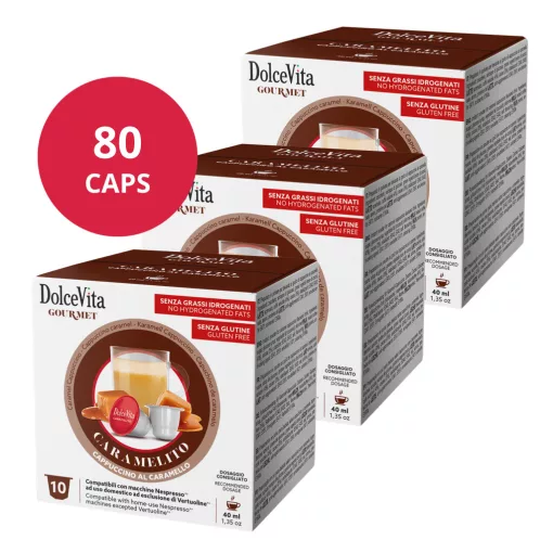 Karamelové cappuccino v kapsulách kompatibilných s Nespresso, Dolce Vita 8x10 ks (80 ks)