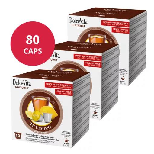 Citrónový čaj v kapsulách kompatibilných s Nespresso 8x10 ks (80 kapsúl) Dolce Vita  