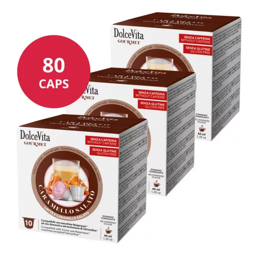 Cappuccino so slaným karamelom v kapsulách kompatibilných s Nespresso 8x10 ks (80 kapsúl) Dolce Vita