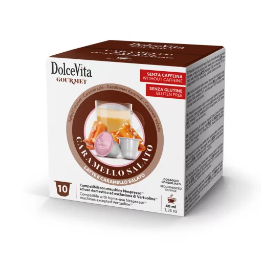 Cappuccino so slaným karamelom v kapsulách kompatibilných s Nespresso 10 ks Dolce Vita
