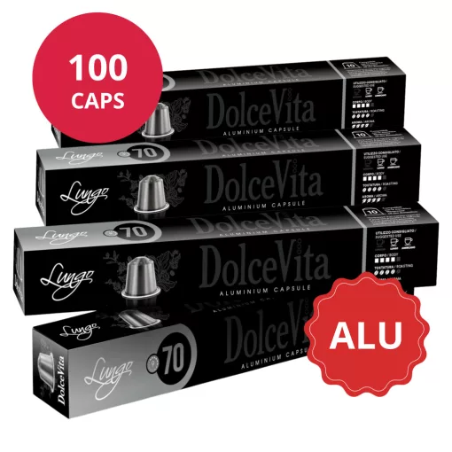 Lungo Aluminium v hliníkových kapsulách kompatibilných s Nespresso 10x10 ks (100 kapsúl) Tube Dolce Vita