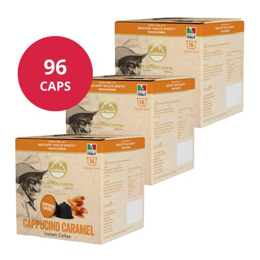 Karamelové Cappuccino kapsuly kompatibilné s Dolce Gusto 6×16 ks (96 kapsúl) LaNatura 