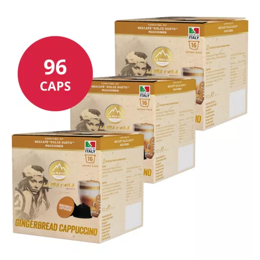 Perníkové cappuccino v kapsulách kompatibilných s Dolce Gusto 6x16 ks (96 kapsúl) LaNatura