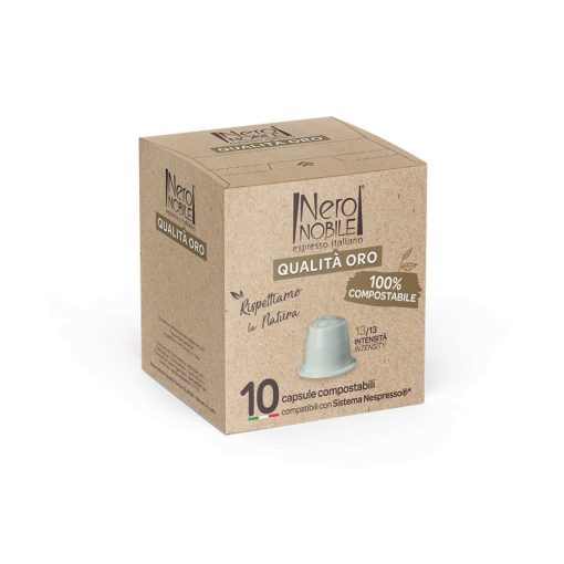 Kompostovateľné kávové kapsule Qualita Oro kompatibilné s Nespresso 10 ks