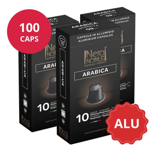 Kávové kapsuly Arabica hliníkové, kompatibilné s Nespresso 10x10ks (100 kapsúl)